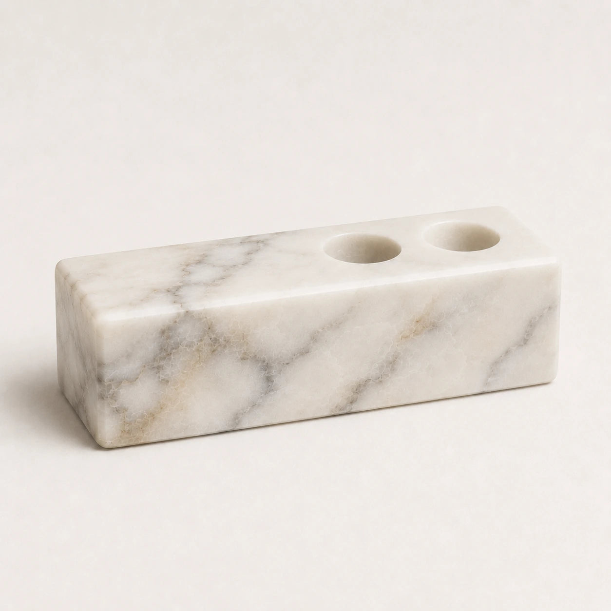 White marble double candle holder.
