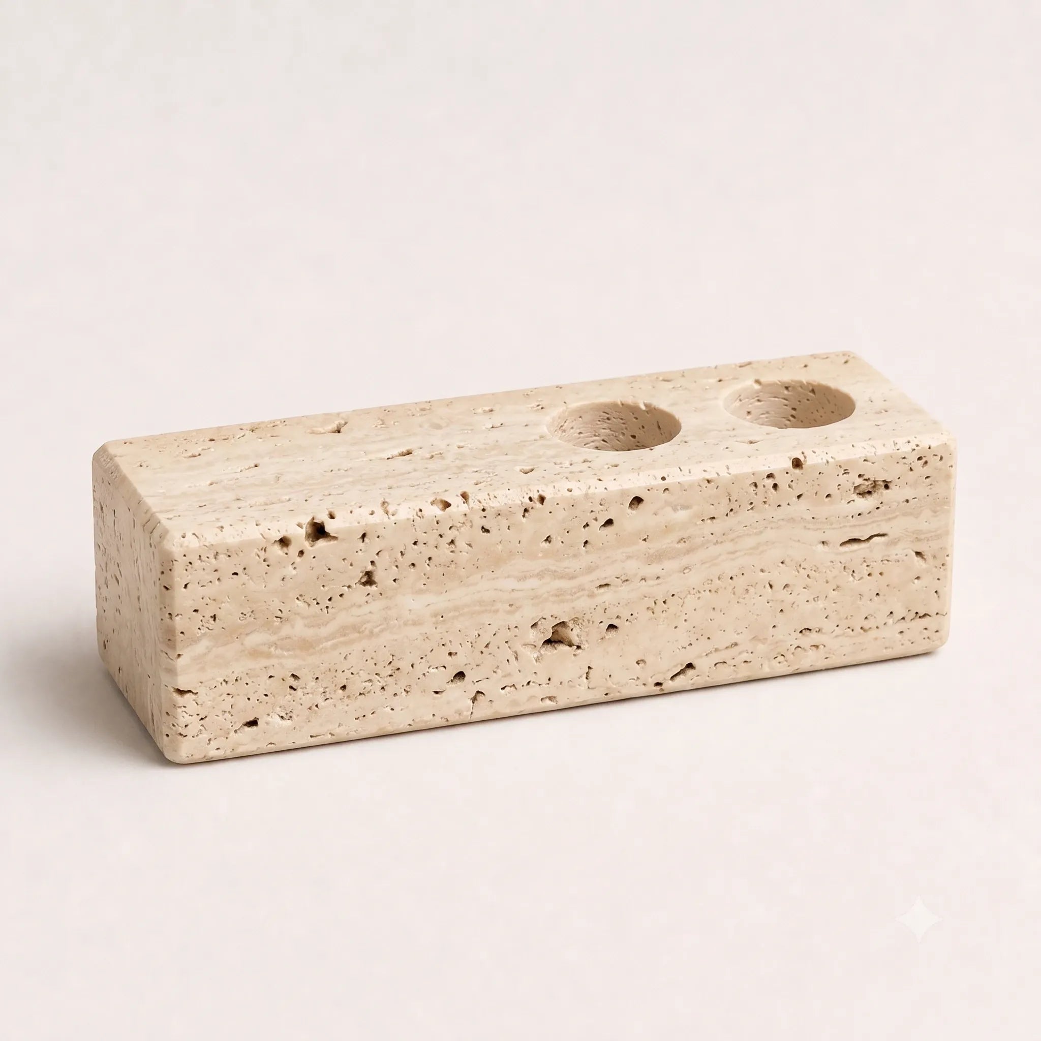 Travertine double candle holder.