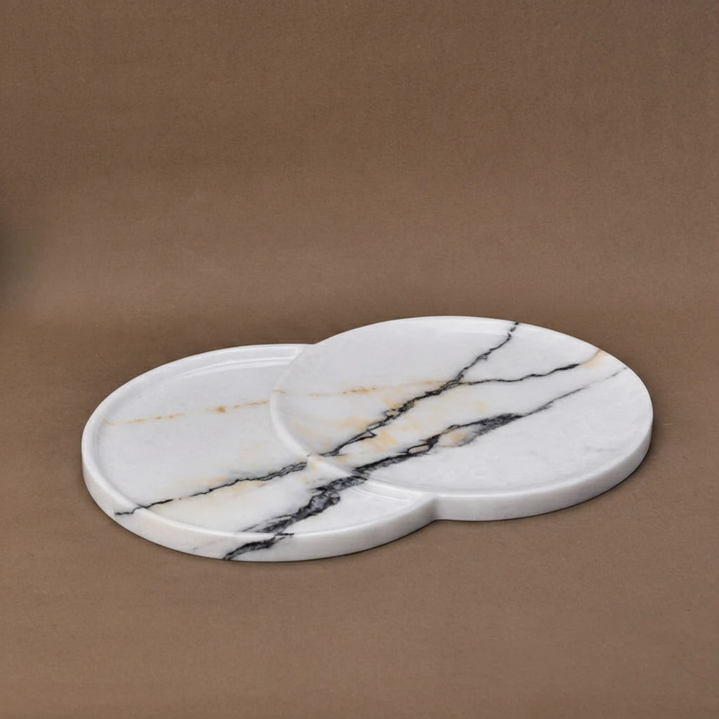 Verdora Life duet marble stone double plateau stage tray set