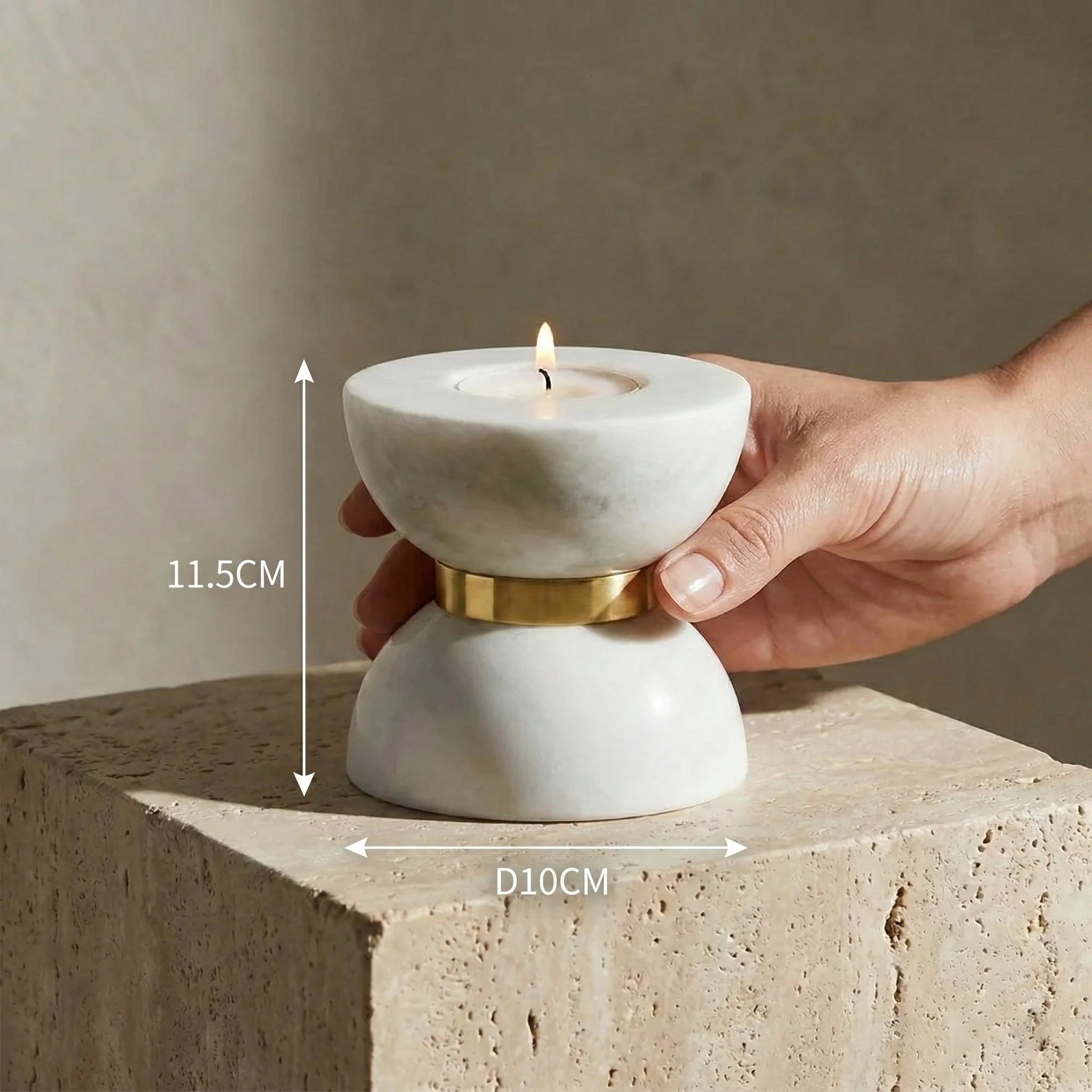 Funnel Monolith Pillar with precise height and diameter dimensions guide shown with hand for scale