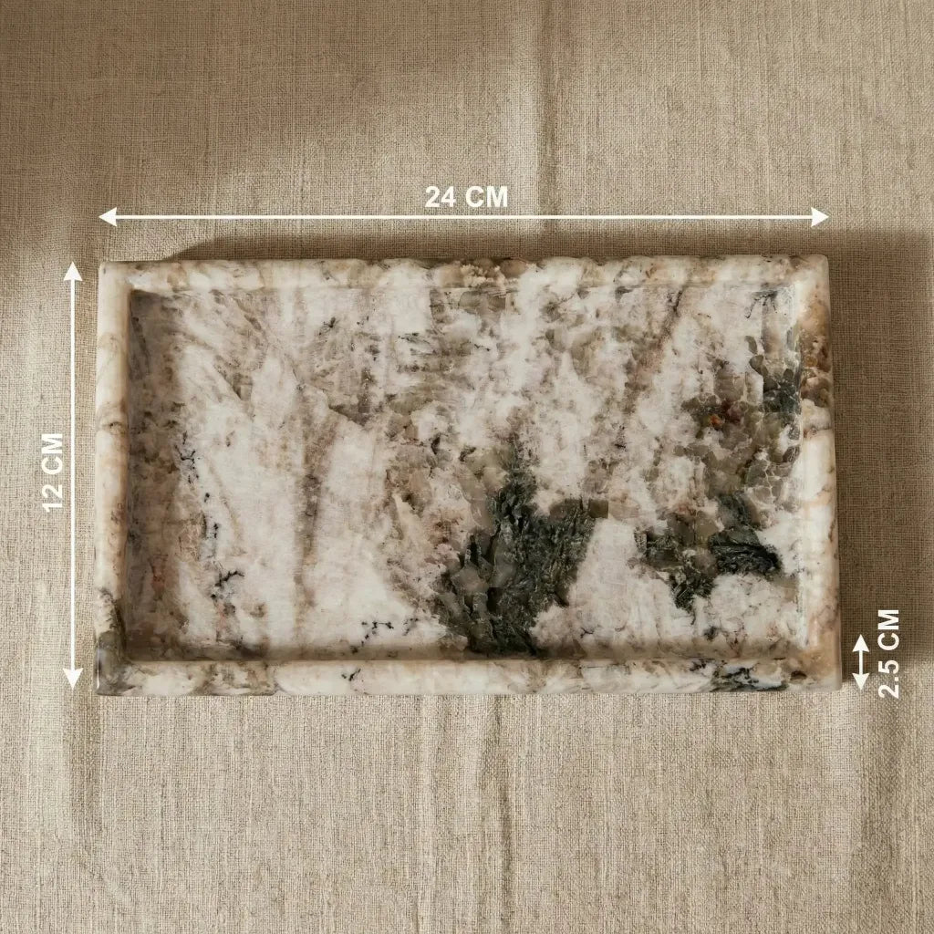 Luxury Marble Oval Tray stone plate with 24cm diameter and height dimensions reference