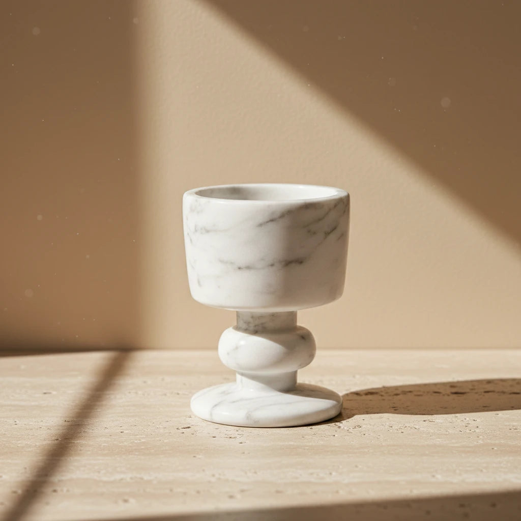 Marble Goblet Holder handcrafted from 100% natural white marble stone
