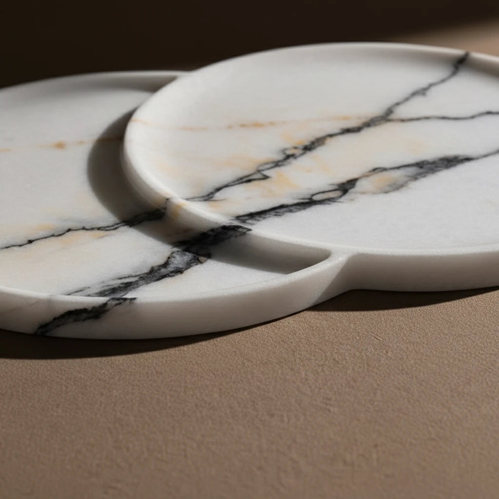 Close-up of Duet Plateau Stage marble stone showing natural stacking design and texture