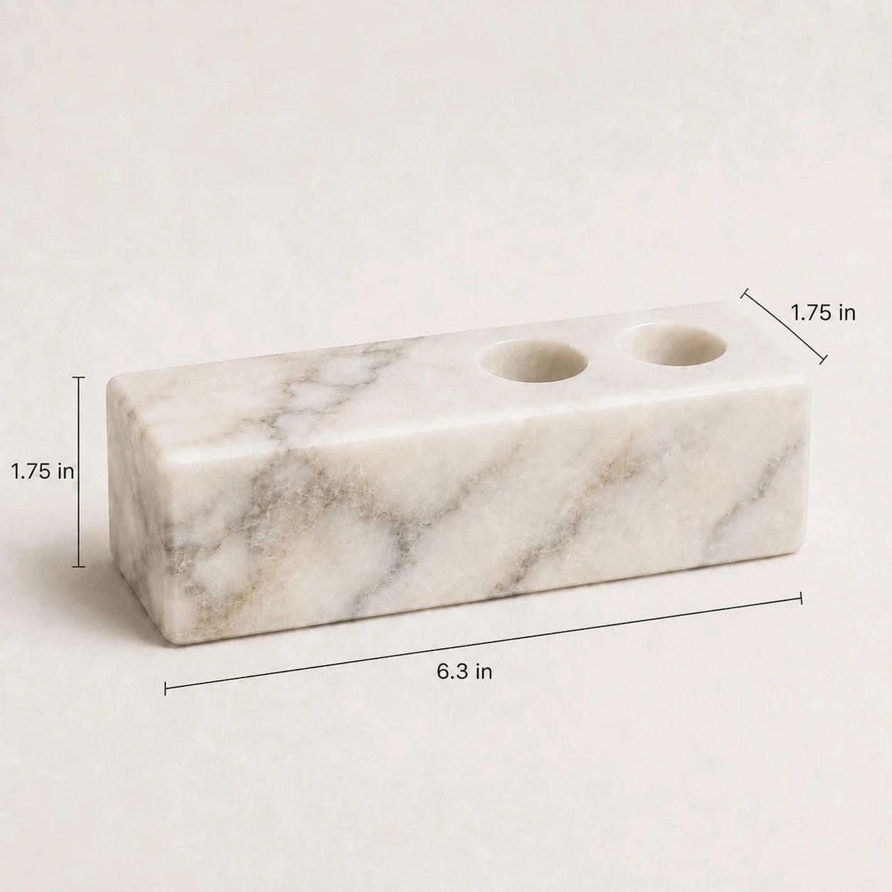 Linear Double Taper Candle Holder dimensions: 16 × 4.45 × 4.45 cm / 6.3 × 1.75 × 1.75 in