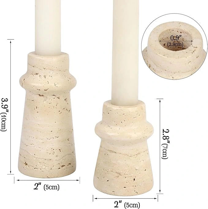 Marble Taper Holder with precise height and diameter dimensions guide for taper candles