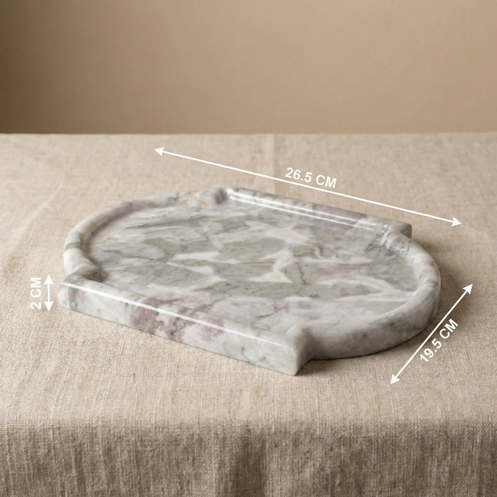 Nordic Marble Platter grey stone tray with precise length and width dimensions guide